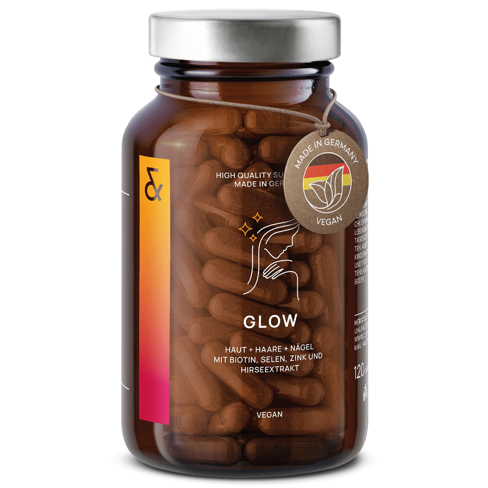 Bild von CLAV ® GLOW - Biotin Haar Vitamine für Frauen - Schöne Haut Haare Nägel mit Biotin Zink Selen + Hirse Extrakt - 120 Kapseln - Vitamine für Haare