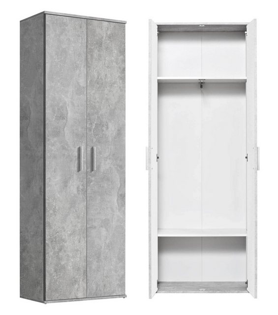Bild von mokebo Mehrzweckschrank Der Lange (mit Kleiderstange) in Grau, auch als Garderobenschrank oder Aufbewahrungsschrank