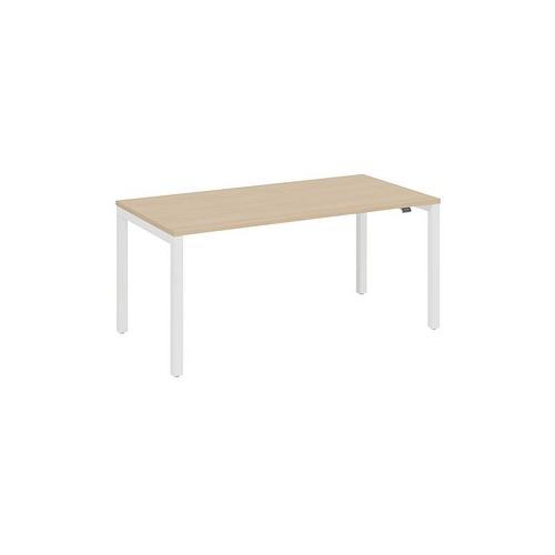 Bild von fm Catro Schreibtisch ahorn, verkehrsweiß rechteckig, 4-Fuß-Gestell weiß 160,0 x 80,0 cm