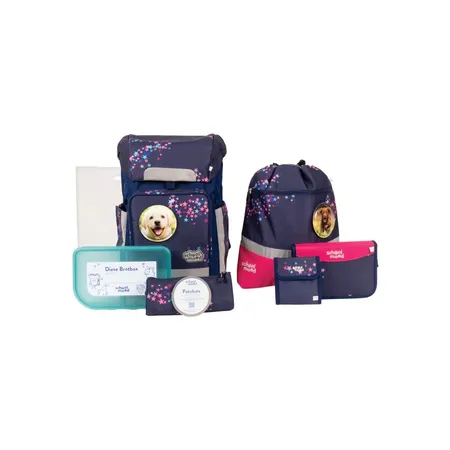 Bild von SCHOOL-MOOD - Softbag Schulranzen Set Aqua, 8-teilig - Rebel Air+ - inkl. Zubehör - ergonomischer Schultasche Jungen & Mädchen - Schulrucksack für Kinder in der 1. bis 4. Klasse - Leni (Hund)