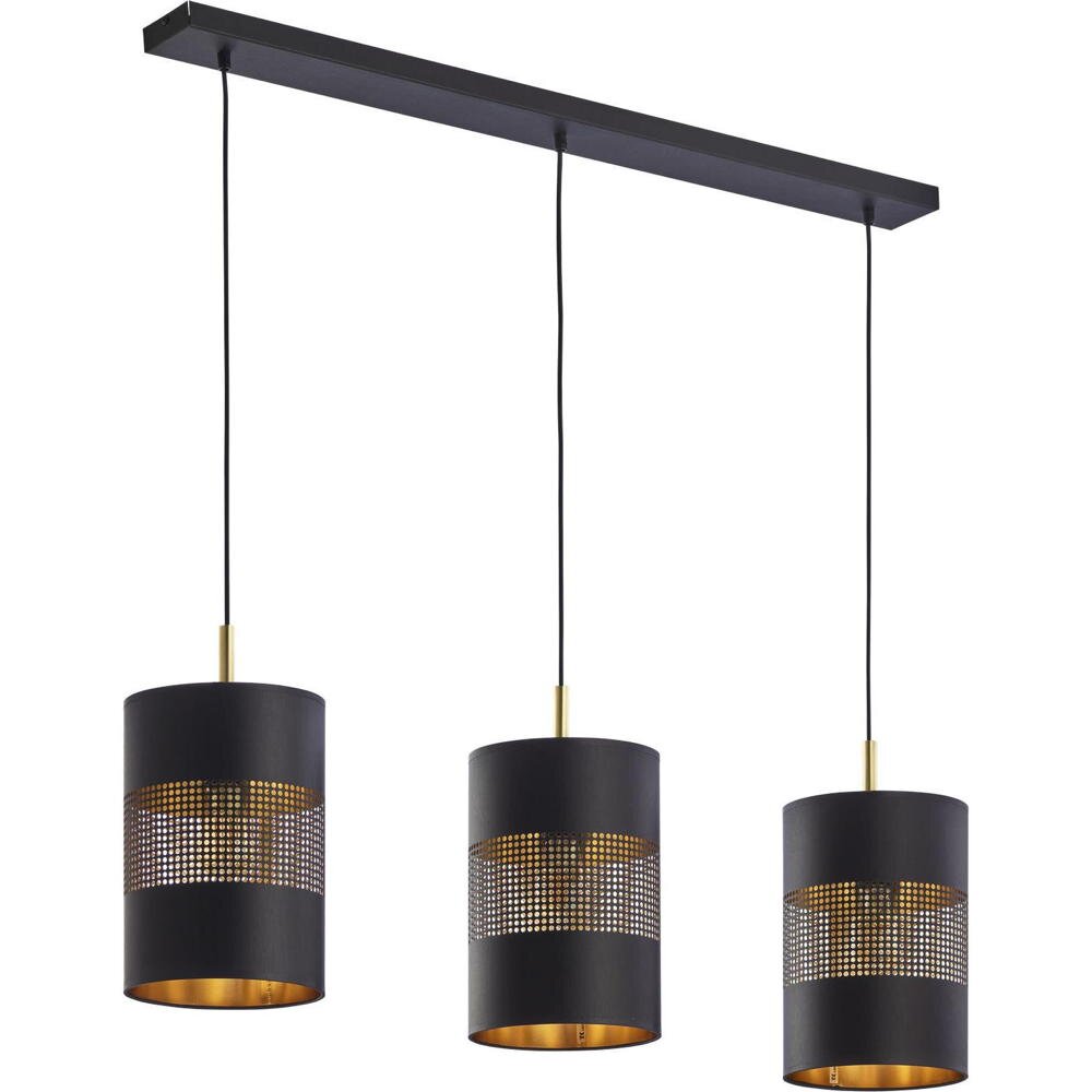 Bild von famlights | Pendelleuchte Annelie in Schwarz und Gold E27 3-flammig