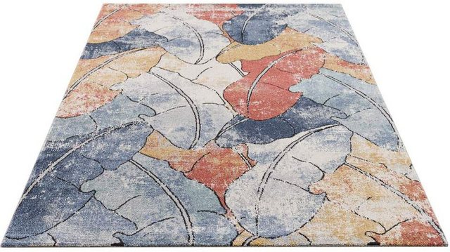 Bild von Teppich Wohnzimmer - Mehrfarbig/Bunt - 120x170 cm - Kurzflor Modern Floral Blumen - Schlafzimmer Teppiche Flachflor - Carpet Living Room