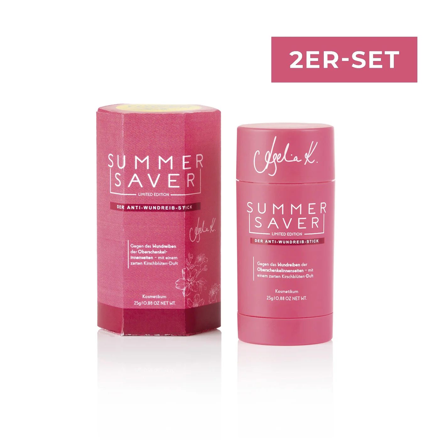 Bild von Summersaver Pflegestift SUMMERSAVER - Der Anti-Wundreib-Stick der Deine Haut schützt WOMAN, KIRSCH, SPORT, SENSITIVE, 2-tlg., Langanhaltender und effektiver Schutz, dermatologisch getestet