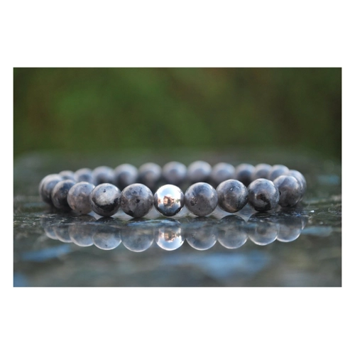 Bild von Elegantes Larvikit Armband mit 925 Silberperle