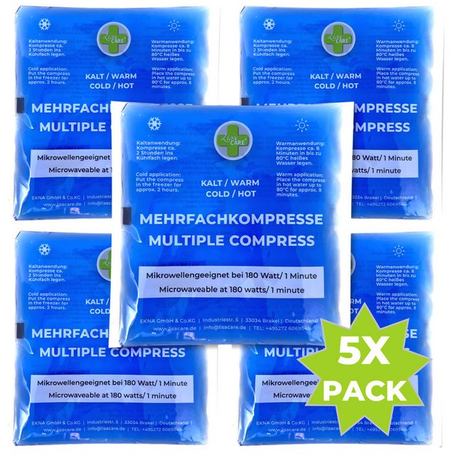 Bild von LisaCare Kalt-Warm-Kompresse Kühlpads, Kühlkissen, Warmkompresse/Kaltkompresse, Kinder & Erwachsene, Spar-Set 5-tlg., 5 x Kühlpack mittel, Mikrowellen geeignet!