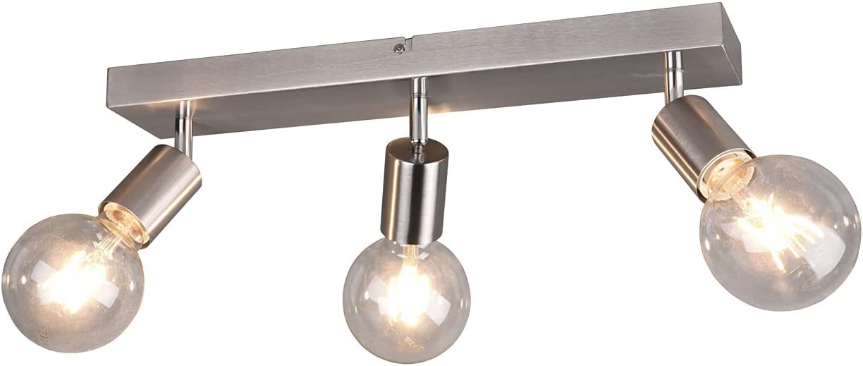 Bild von Reality Leuchten LED Deckenstrahler, Dimmfunktion, LED wechselbar, Warmweiß, innen, Industrial Deckenleuchte 2-flammig Treppenhaus, Silber B: 44cm