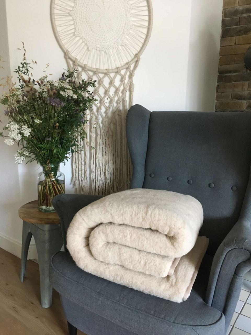Bild von Wool blanket of Australian merino Prestige Farbe: Beige | Größe: 140 x 100
