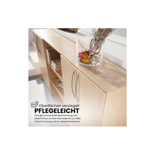 Bild von bümö Aktenschrank basic Büroschrank - 3 Ordnerhöhen Dekor: Buche