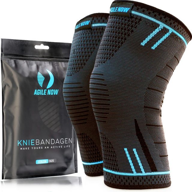Bild von AGILE NOW Kniebandage Hochwertige Kniebandage Herren & Damen (Paar) (Elastische Kniestütze für Sport & Fitness, Knie Bandage Paar, Blau XXL), Atmungsaktiv & Rutschfest, Kniebandagen (Paar)