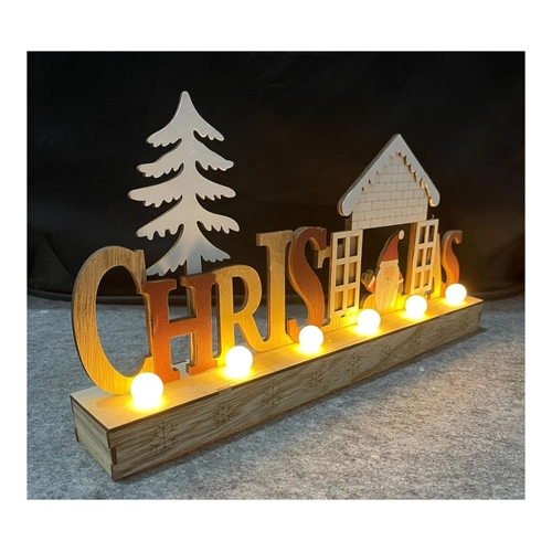 Bild von Spetebo LED Dekofigur Weihnachten – Beleuchteter Holz Deko Aufsteller "Christmas" 40 cm