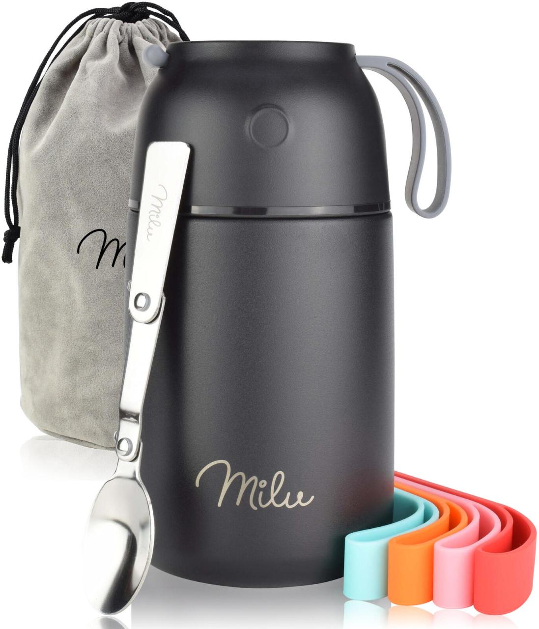 Bild von Milu Lunchbox-Set grau 650ml, schwarz, Lunchbox, Schwarz