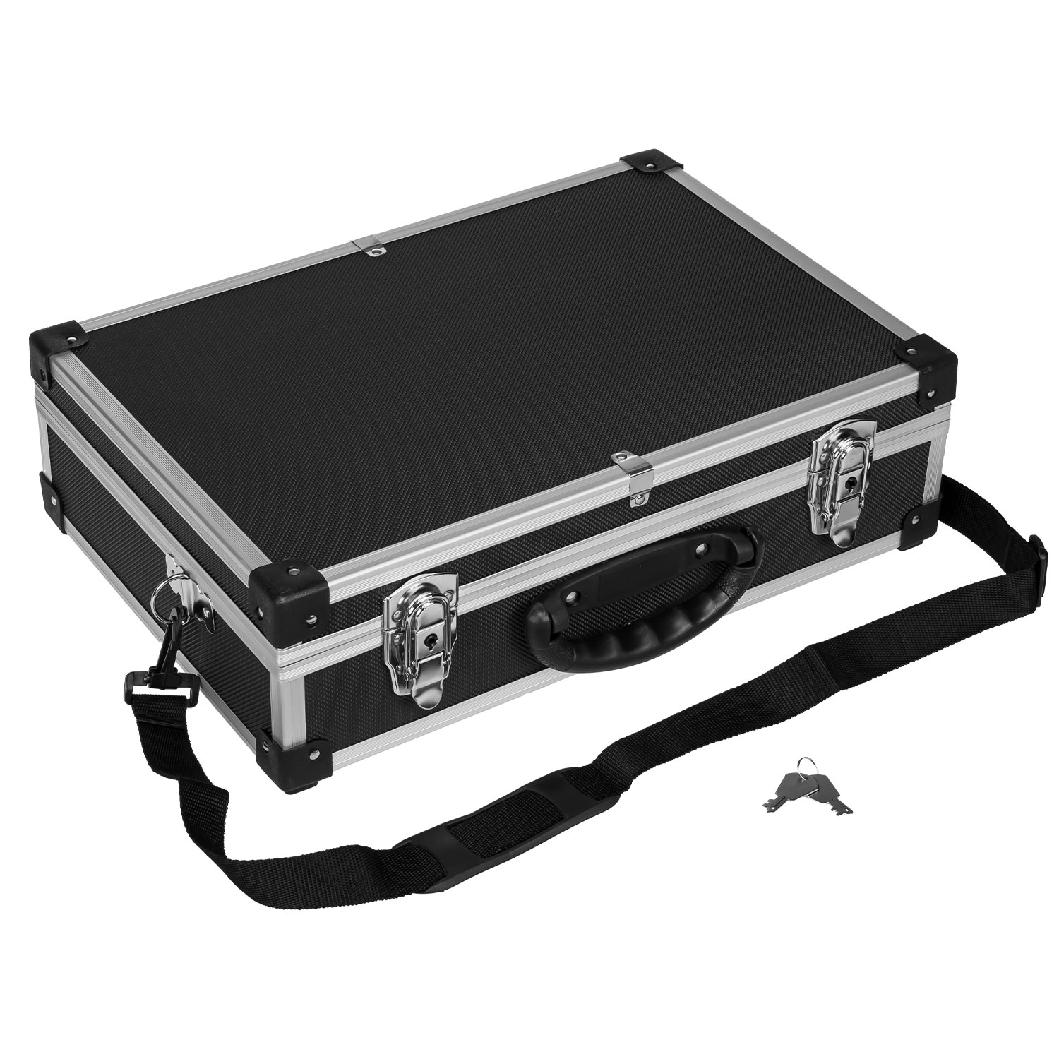 Bild von anndora >Werkzeugkoffer Laptopkoffer schwarzWerkzeugkiste schwarz inkl. Tragegurt + Schlüssel