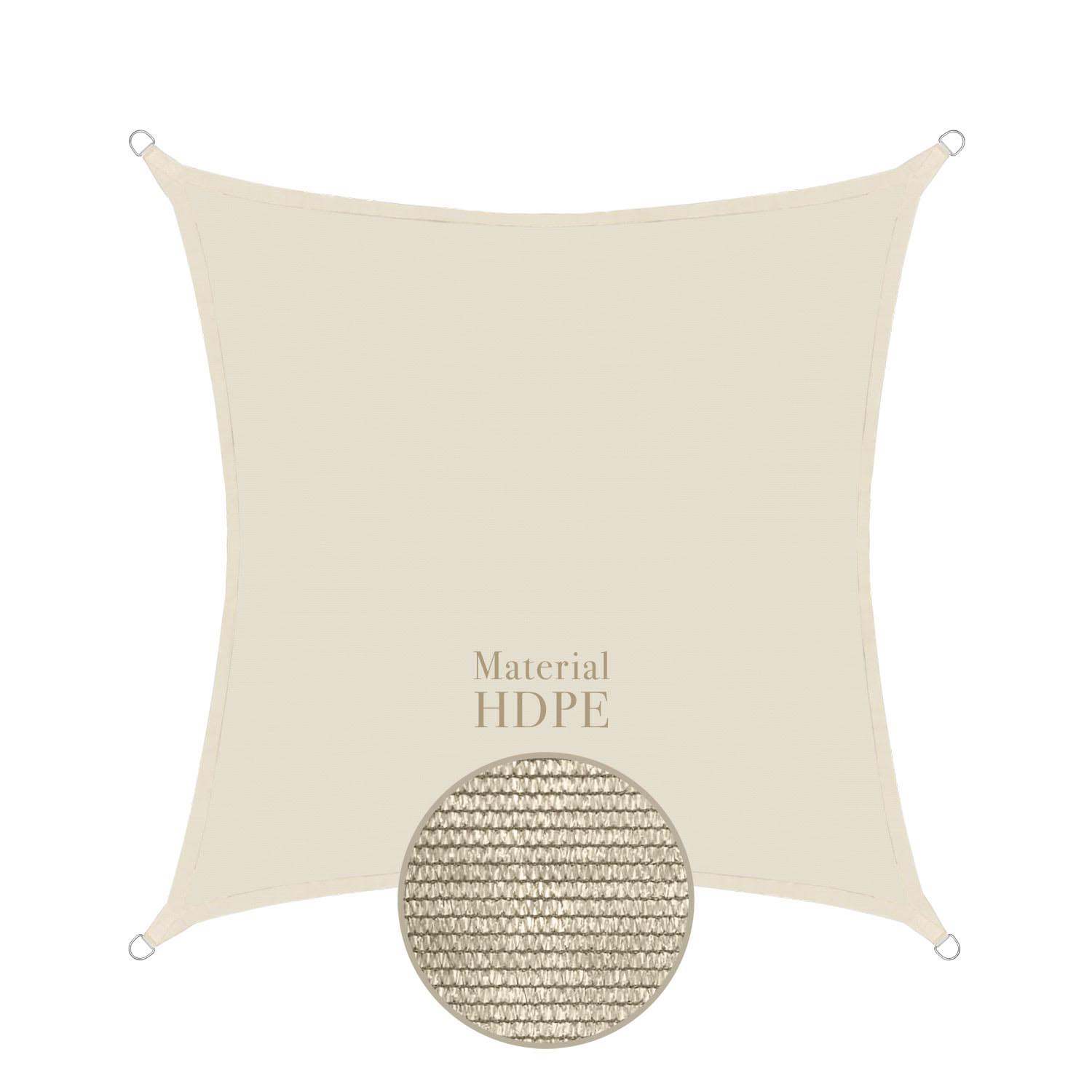 Bild von Sonnensegel anndora quadratisch beige - 4x4 m - 100% HDPE - reißfest - verstärkte Kanten - eckig UV-Schutz - winddurchlässig - KEIN Regenschutz