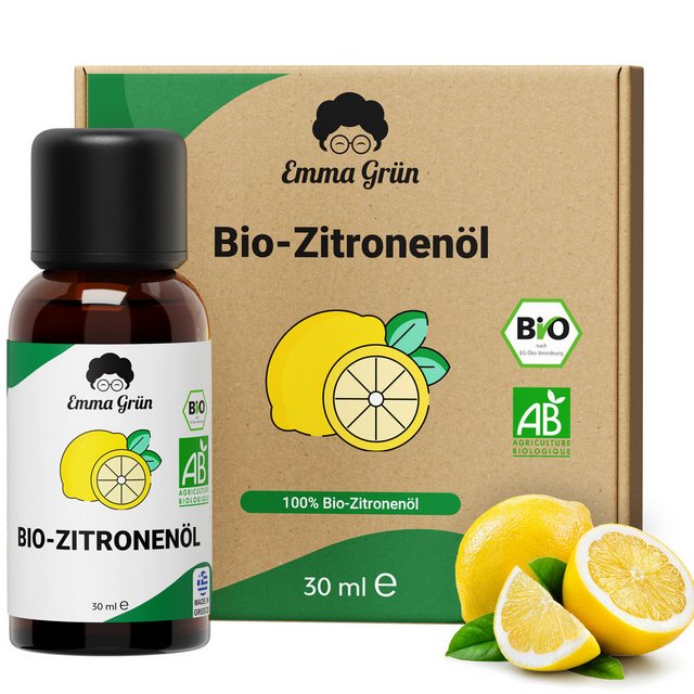 Bild von Emma Grün Duftöl Ätherisches Bio Zitronenöl 30 ml, naturrein & hochdosiert (Set, Je nach Auswahl: 1x, 2x oder 5x Bio Zitronenöl 30 ml), Höchste Bio-Zertifizierung als Lebensmittel, naturrein & ohne Zusätze