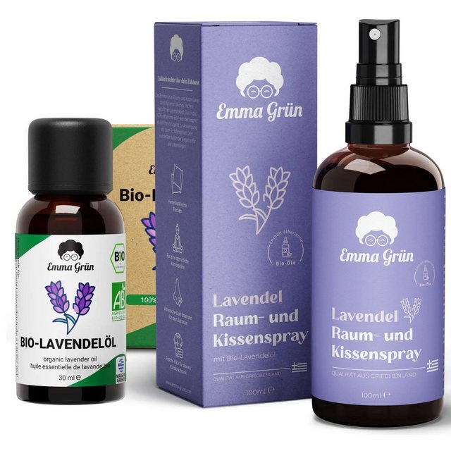 Bild von Emma Grün Duftöl Lavendel Liebe Sparset mit ätherischem Bio-Öl & Bio Raumspray Lavendel (Spar-Set, 1x Bio Lavendelöl 30 ml, 1x Raumspray Lavendel 100 ml), Höchste Bio-Zertifizierung, natürlicher Duft ohne Zusätze