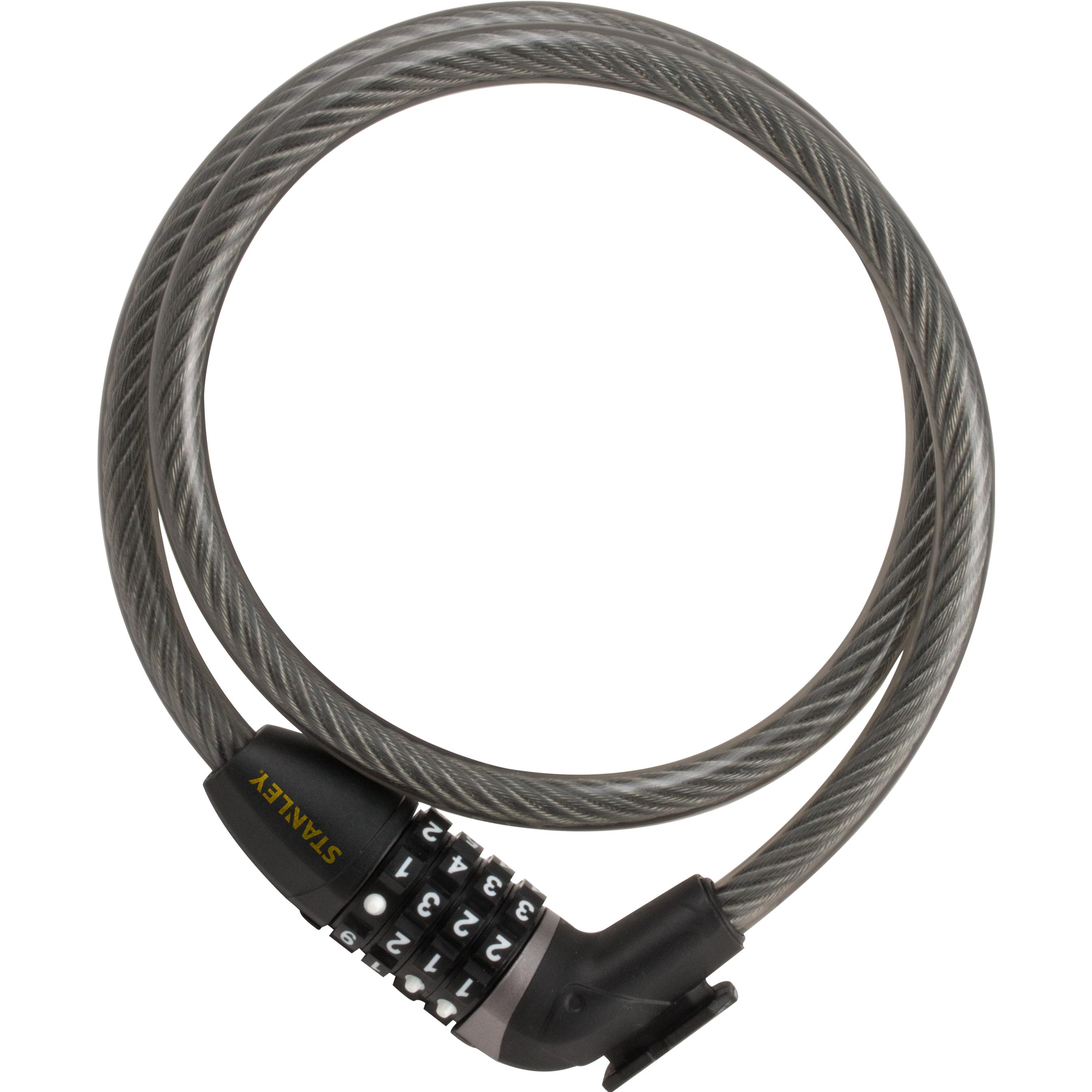 Bild von Stanley Cable Combination 90cm ø12mm. Typ: Kabelschloss, Produktfarbe: Schwarz, Grau, Gehäusematerial: Stahl, Vinyl. Länge (mm): 900 mm, Gewicht: 408 g, Außendurchmesser: 1,2 cm. Verpackungsart: Platine (81321 385 111)