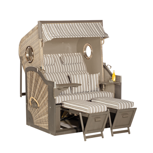 Bild von Strandkorb ARONA 135 cm PE beige grau – Stilvoll Entspannen im Freien