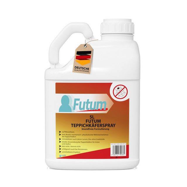 Bild von FUTUM Insektenspray Teppichkäferspray, Käfer Abwehr, 5 l, biozidfreie Formel, auf Wasserbasis, geruchsarm, brennt / ätzt nicht