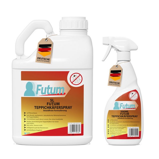Bild von FUTUM Insektenspray Teppichkäferspray, Käfer Abwehr, 5.5 l, biozidfreie Formel, auf Wasserbasis, geruchsarm, brennt / ätzt nicht