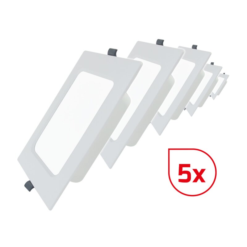 Bild von Dotlux, Wandleuchte + Deckenleuchte, 600099 LED-Einbaupanel SQUAREeco IP20 22W 3000K 224x224mm Bundle 5 Stück