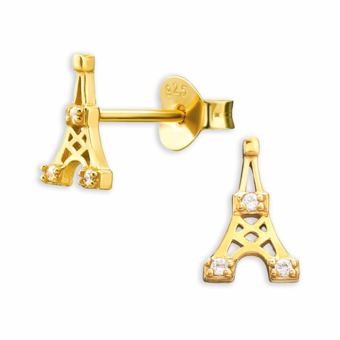 Bild von Monkimau Ohrring-Set Eiffelturm Ohrstecker mit Zirkonia Glamouröses Paris-Flair, Hypoallergen