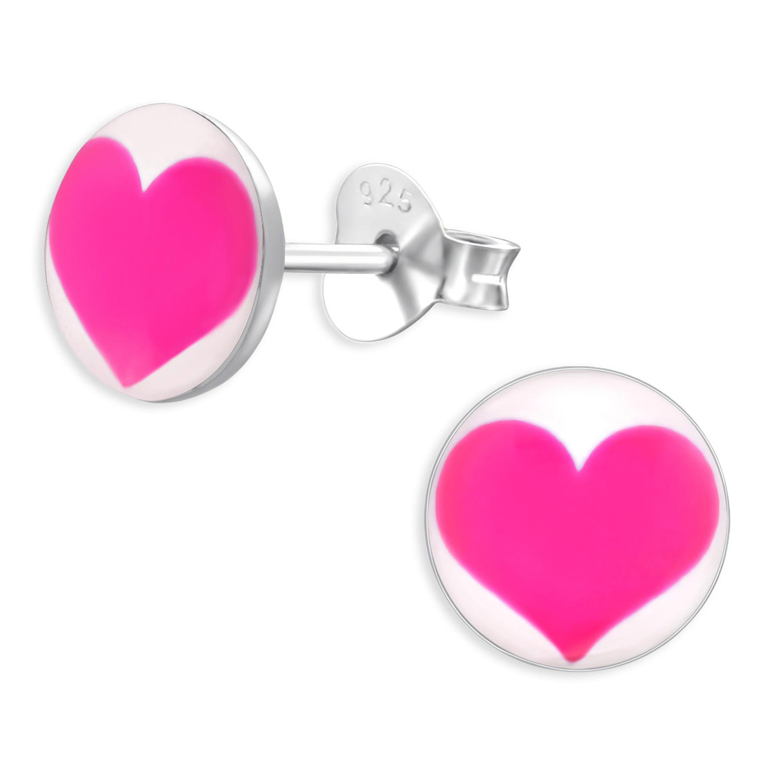 Bild von Monkimau Kinderohrringe Herz Ohrstecker aus 925 Sterling Silber in rund