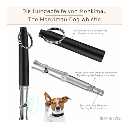 Bild von Monkimau Hundepfeife - Rückruf Hunde Pfeife hochfrequenz lautlos einstellbar (rot)