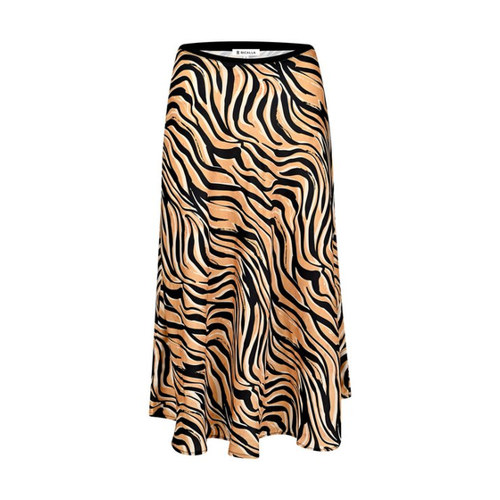 Bild von BICALLA Maxirock Satin-Rock mit Animal-Print in Schwarz/Beige
