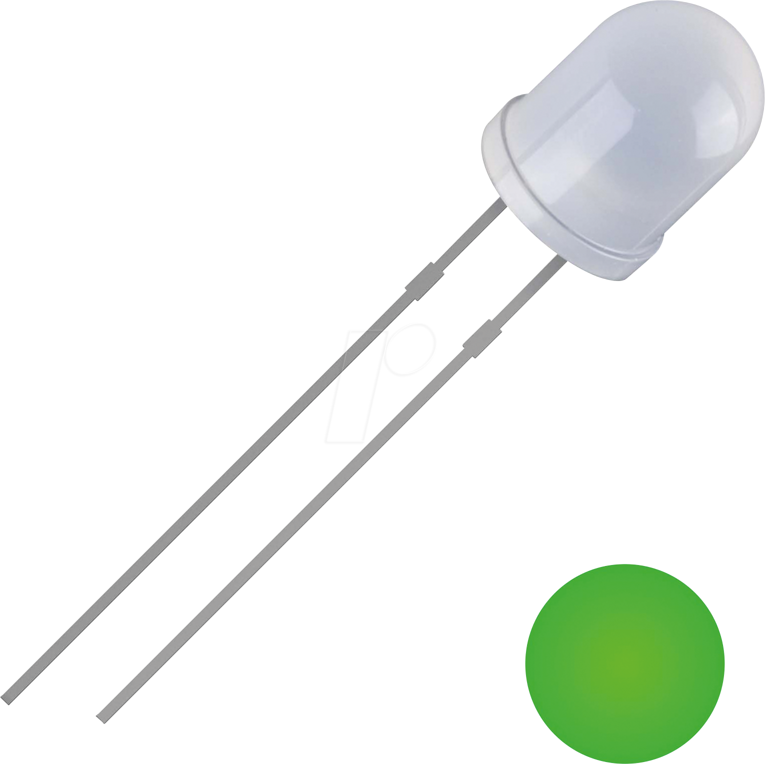 Bild von QUADRIOS LED, 5 mm, Lichtfarbe: Grün, Gehäusefarbe: Diffus, 2500 mcd, 520 nm, 2,54 mm
