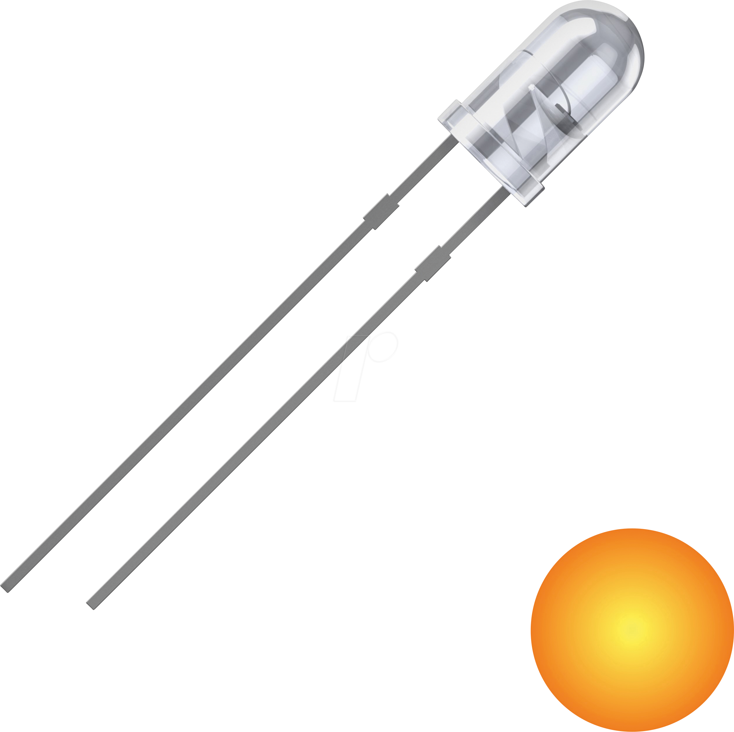 Bild von QUADRIOS LED, 3 mm, Lichtfarbe: Gelb, Gehäusefarbe: Klar, 2500 mcd, 590 nm, 2,54 mm
