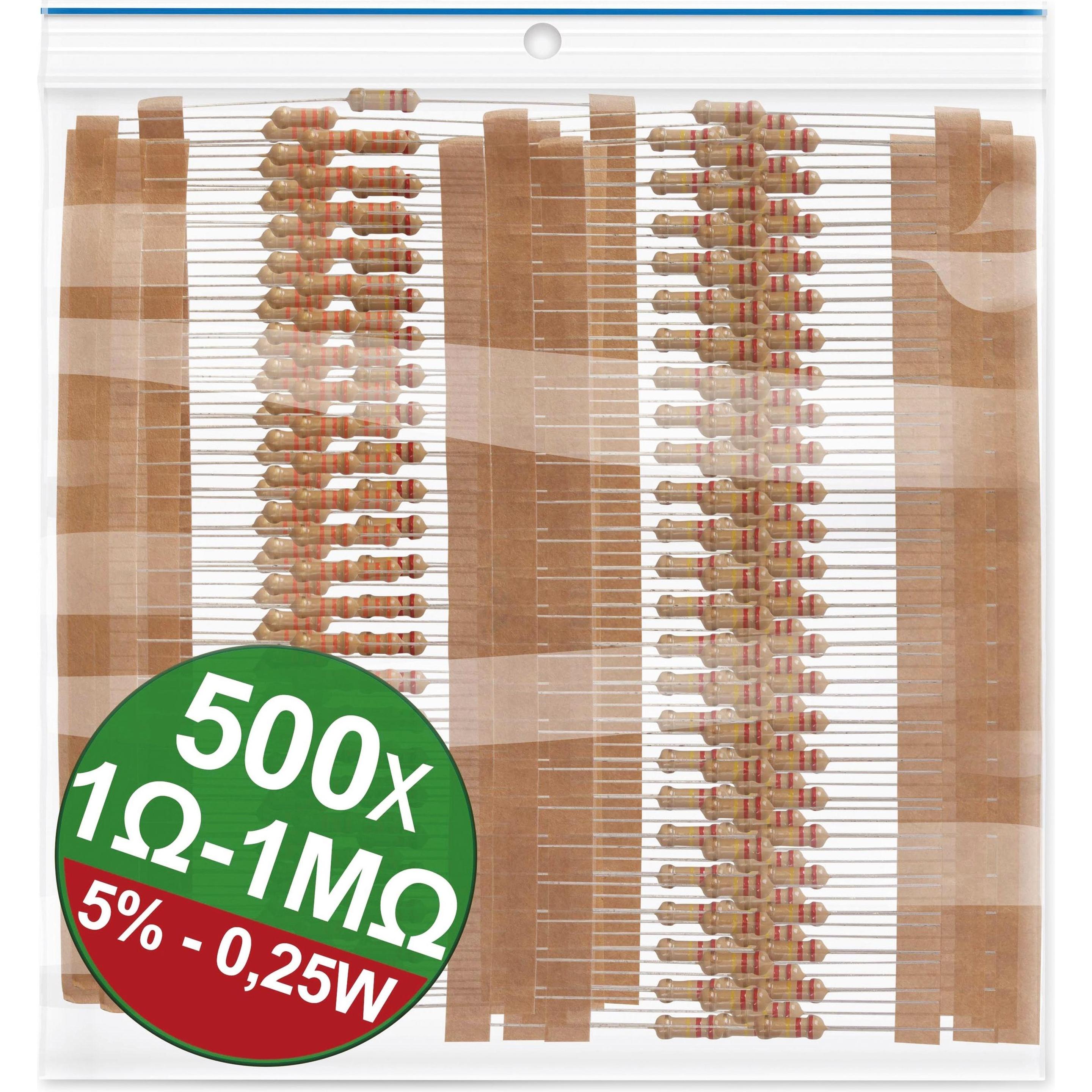 Bild von Quadrios 22P059 Kohleschicht-Widerstand Sortiment axial bedrahtet 0.25 W 5 % 1 Set, Widerstand