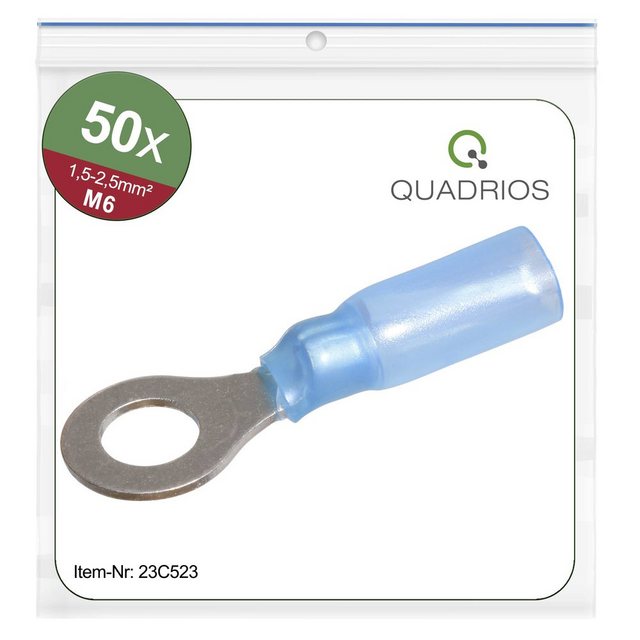 Bild von Quadrios Quadrios 23C523 Ringkabelschuh Querschnitt (max)=2.5 mm² Loch-Ø=6.5 Kabelzubehör, (23C523)