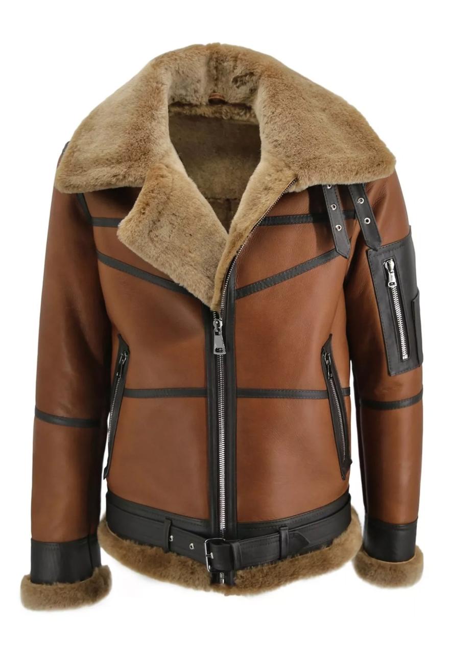 Bild von Hollert Herren Lammfelljacke B16 Whisky Bomberjacke Fliegerjacke Winterjacke Felljacke aus Merino Schaffell Echtleder Größe 3XL