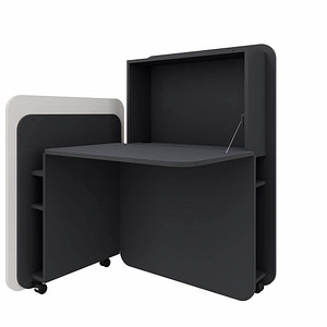 Bild von fm FLATup  Sekretär graphit/ diamantweiß rechteckig, schwarz 107,0 x 41,5 - 91,0 cm
