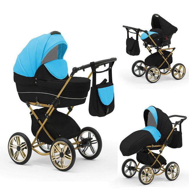 Bild von BabyMerc Kombi-Kinderwagen Sorento Gold 4 in 1 mit Sportsitz, Autositz und Zubehör in 30 Farben