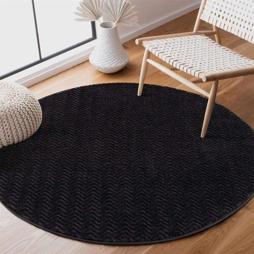 Bild von Carpet City Teppich »Friseé-Teppich FANCY805«, rund, 12 mm Höhe, Kurzflor, Einfarbig, 3D-Optik, Zickzack Look
