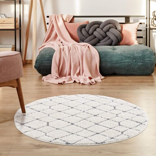 Bild von Carpet City Hochflor-Teppich »Focus 4499«, rund, 20 mm Höhe, besonders weich, Rauten-Optik, 3D-Effekt