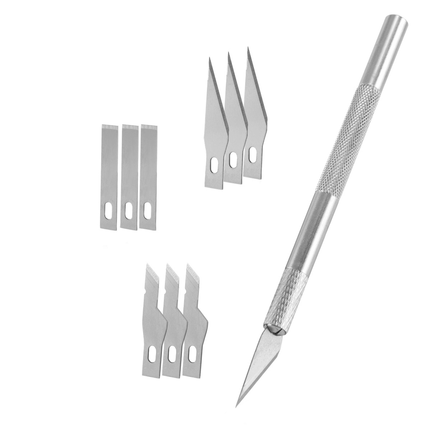 Bild von STAHLWERK Profi-Skalpell-Set 10-teilig, Voll-Aluminium mit verschiedenen Klingen