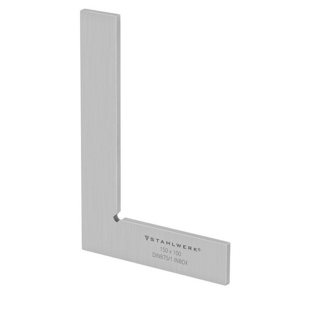 Bild von Stahlwerk, Winkelmesser, Flachwinkel 90° 150 x 100 mm DIN 875/1 aus rostfreiem Edelstahl
