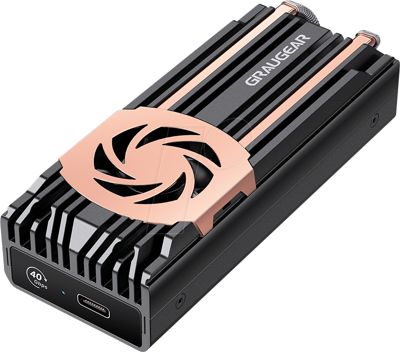 Bild von GRAUGEAR 40Gbps M.2 NVMe SSD Aluminiumgehäuse USB4.0 bis zu 3811MB/s, Kompatibel mit Thunderbolt4 für M-Key 2280 PCIe Gen4x4 SSD, Heatpipe Kühler mit Lüfter