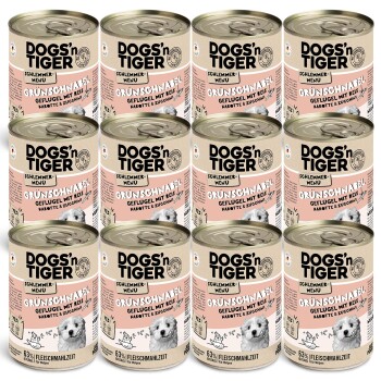 Bild von Dogs’n Tiger Junior, Hundefutter, Grünschnabel, Nassfutter, Welpen, Geflügel, Karotte & Zucchini