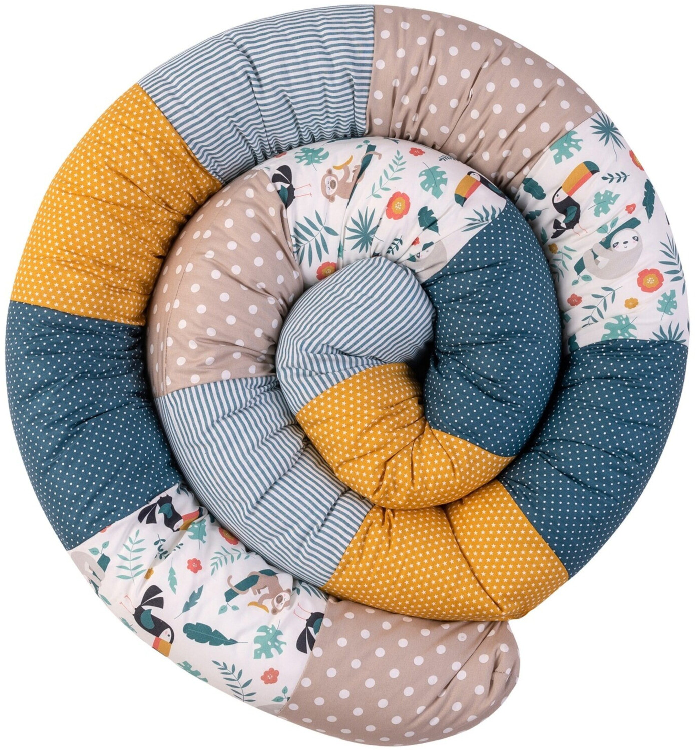 Bild von ULLENBOOM ® Nestchenschlange Bettschlange als Bettumrandung Dschungel (Made in EU), Bezug aus Baumwolle, weiche Polsterung, Design Uni