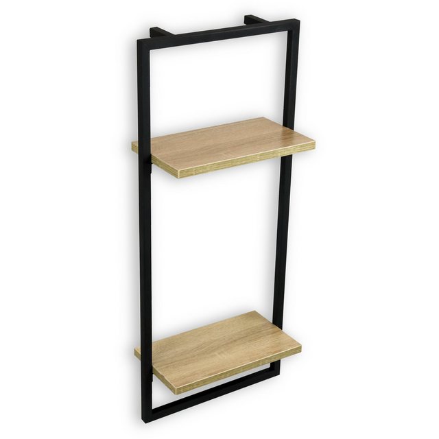 Bild von holz4home® Wandregal MDF Sonoma mit Metallrahmen Schwarz I Schweberegal Industrial Flair, inkl. Befestigungen