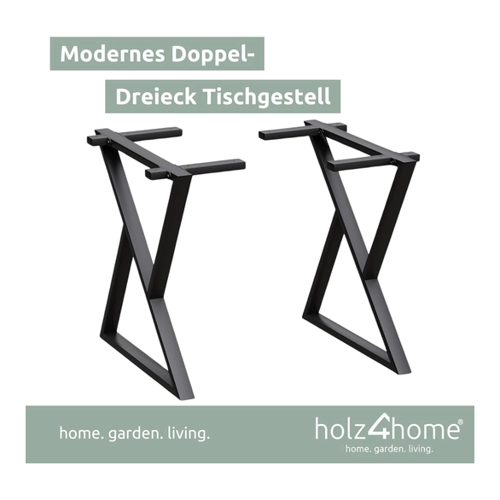Bild von Holz4home Esstisch Doppel-Dreieck Gestell mit Tischplatte aus massiver Eiche
