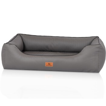 Bild von Knuffelwuff orthopädisches Hundebett aus Kunstleder Lovelock XXL 120 x 85cm Grau - Abnehmbarer Bezug - leicht zu reinigen - für große, mittelgroße und kleine Hunde