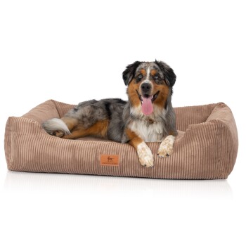 Bild von Knuffelwuff Hundebett aus Cord mit Handwebcharakter Olivia braun XXL