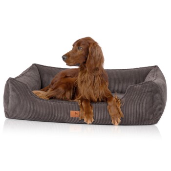 Bild von Knuffelwuff orthopädisches Hundebett aus Cord mit Handwebcharakter Nunavut braun/ grau XXL