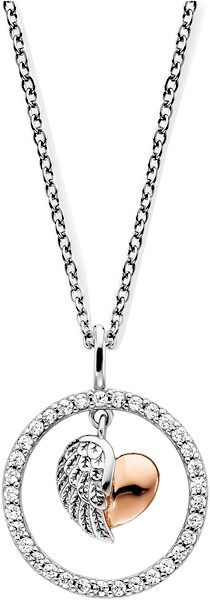 Bild von Engelsrufer Kette Herzflügel Bicolor für Damen aus 925er Sterlingsilber - Zirkonia - Karabinerverschluss - Länge: 42+4+4cm