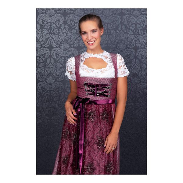 Bild von Edelnice Trachtenmode Exklusives Designer Midi Dirndl Juliette in Beere inkl. bestickter Spitzendirndlschürze Gr. 32-54 (36)
