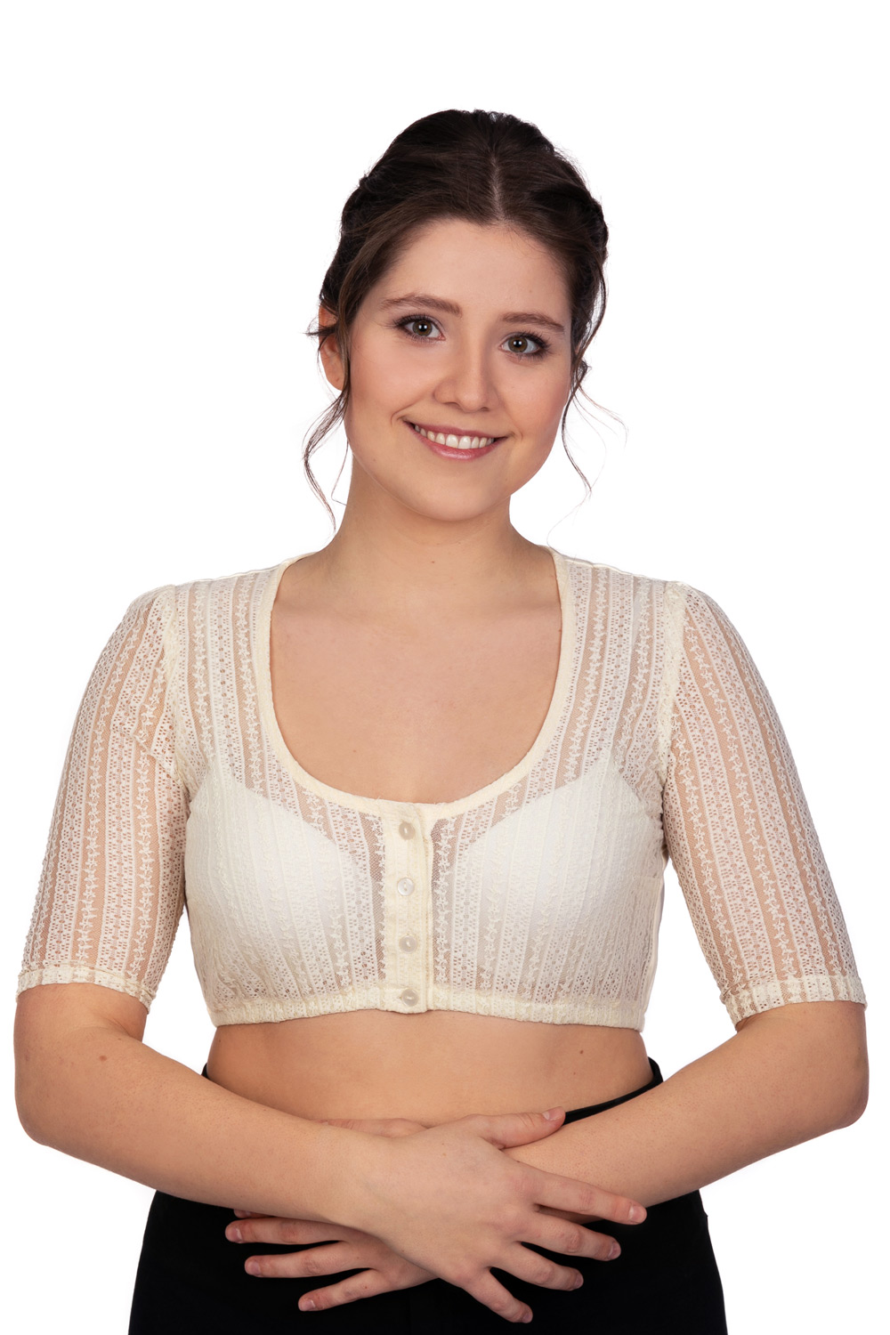 Bild von Edelnice Trachtenmode Dirndlbluse Kassandra beige aus Spitze Gr. 32-56